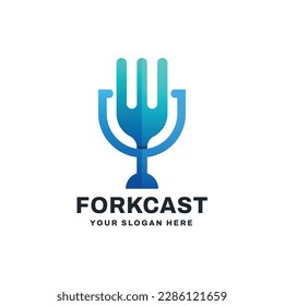 Podcast Fork Logo Vector Icon Illustration