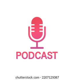 Podcast in the form of a microphone on a white background. Vector illustration