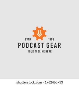 Podcast gear simple logo design