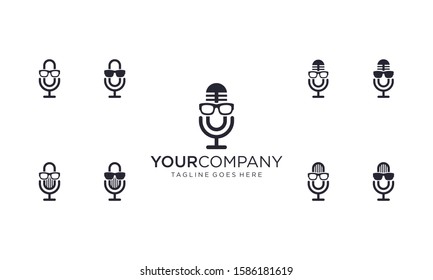 Podcast geek for logo design concept on white background
