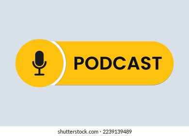 Podcast geometric badge with microphone icon.