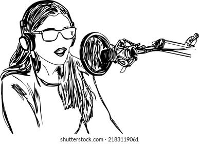 Podcast Girl vector,Female Podcast Images, Free Vectors, Stock Photos, Silhouette of podcast woman