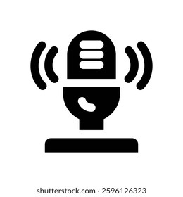 podcast glyph icon. Strong and solid vector icon for websites, mobile interfaces, presentations, and visual branding. High quality and easy to edit.