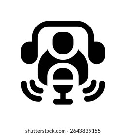 ícone do glifo do podcast. Ícone vetorial forte e sólido para sites, interfaces móveis, apresentações e marca visual. Alta qualidade e fácil de editar.
