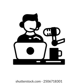 Podcast Glyph Icon, Vector illustration