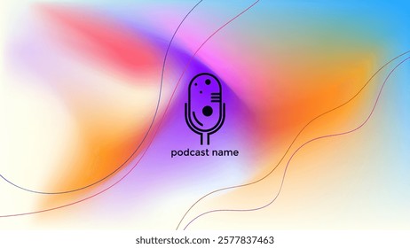 PODCAST GRADIENT BACKGROUND COLORFUL COLOR SIMPLE TEMPLATE DESIGN VECTOR. GOOD FOR COVER DESIGN, BANNER, WEB,SOCIAL MEDIA