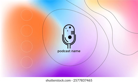 PODCAST GRADIENT BACKGROUND COLORFUL COLOR SIMPLE TEMPLATE DESIGN VECTOR. GOOD FOR COVER DESIGN, BANNER, WEB,SOCIAL MEDIA