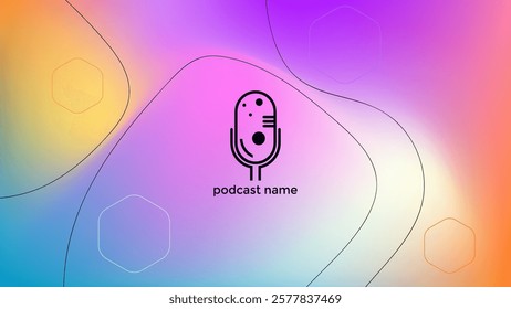 PODCAST GRADIENT BACKGROUND COLORFUL COLOR SIMPLE TEMPLATE DESIGN VECTOR. GOOD FOR COVER DESIGN, BANNER, WEB,SOCIAL MEDIA