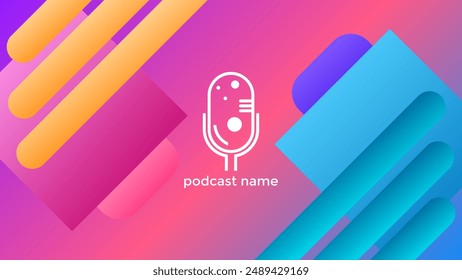 FONDO DE DEGRADADO DE PODCAST COLORIDO CON FORMAS GEOMÉTRICAS COLOR VECTOR DE DISEÑO DE PLANTILLA SIMPLE. BUENO PARA EL DISEÑO DE LA CUBIERTA, ANUNCIO, WEB, MEDIOS SOCIALES
