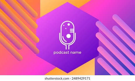 PODCAST GRADIENT BACKGROUND COLORFUL WITH GEOMETRIC SHAPES COLOR SIMPLE TEMPLATE DESIGN VECTOR. GOOD FOR COVER DESIGN, BANNER, WEB,SOCIAL MEDIA