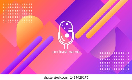 PODCAST GRADIENT BACKGROUND COLORFUL WITH GEOMETRIC SHAPES COLOR SIMPLE TEMPLATE DESIGN VECTOR. GOOD FOR COVER DESIGN, BANNER, WEB,SOCIAL MEDIA