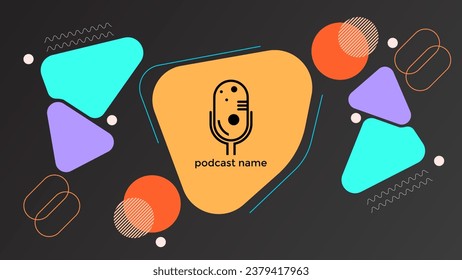 PODCAST GRADIENT COLOR NEGRO DE FONDO COLORIDO CON EL VECTOR DE DISEÑO DE PLANTILLAS DE COLOR PASTEL DE FORMA GEOMÉTRICA. BUENO PARA EL DISEÑO DE CUBIERTA, BANNER, WEB, MEDIOS SOCIALES