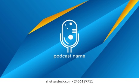 PODCAST GRADIENT BLUE  BACKGROUND COLORFUL WITH GEOMETRIC SHAPES ORANGE COLOR SIMPLE TEMPLATE DESIGN VECTOR. GOOD FOR COVER DESIGN, BANNER, WEB,SOCIAL MEDIA