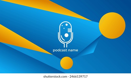 PODCAST GRADIENT BLUE  BACKGROUND COLORFUL WITH GEOMETRIC SHAPES ORANGE COLOR SIMPLE TEMPLATE DESIGN VECTOR. GOOD FOR COVER DESIGN, BANNER, WEB,SOCIAL MEDIA