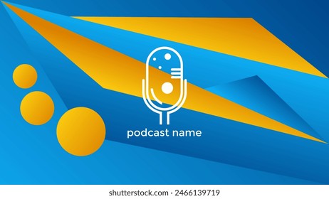 PODCAST GRADIENT BLUE  BACKGROUND COLORFUL WITH GEOMETRIC SHAPES ORANGE COLOR SIMPLE TEMPLATE DESIGN VECTOR. GOOD FOR COVER DESIGN, BANNER, WEB,SOCIAL MEDIA