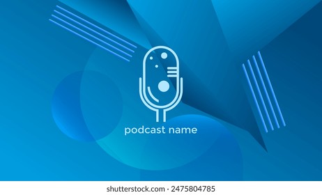 PODCAST GRADIENT BLUE  BACKGROUND COLORFUL WITH GEOMETRIC SHAPES COLOR SIMPLE TEMPLATE DESIGN VECTOR. GOOD FOR COVER DESIGN, BANNER, WEB,SOCIAL MEDIA