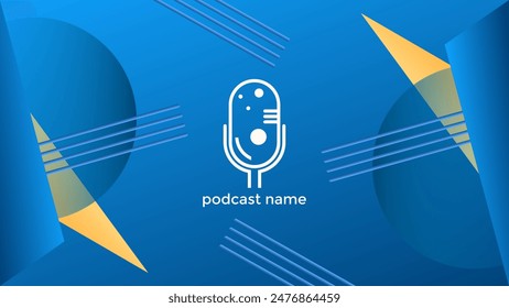 PODCAST GRADIENT BLUE  BACKGROUND COLORFUL WITH GEOMETRIC SHAPES ORANGE COLOR SIMPLE TEMPLATE DESIGN VECTOR. GOOD FOR COVER DESIGN, BANNER, WEB,SOCIAL MEDIA