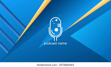 PODCAST DEGRADADO FONDO AZUL COLORIDO CON FORMAS GEOMÉTRICAS COLOR NARANJA VECTOR DE DISEÑO DE PLANTILLA SIMPLE. BUENO PARA EL DISEÑO DE LA CUBIERTA, ANUNCIO, WEB, MEDIOS SOCIALES