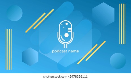 PODCAST GRADIENT BLUE  BACKGROUND COLORFUL WITH GEOMETRIC SHAPES COLOR SIMPLE TEMPLATE DESIGN VECTOR. GOOD FOR COVER DESIGN, BANNER, WEB,SOCIAL MEDIA