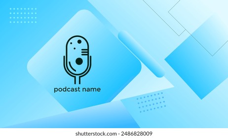 PODCAST VERLAUF BLAU HINTERGRUND BUNT MIT GEOMETRISCHEN FORMEN FARBE SIMPLE VORLAGE DESIGN VEKTORGRAFIK. GUT FÜR COVERDESIGN, BANNER, WEB, SOCIAL MEDIA