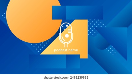 PODCAST GRADIENT BLUE BACKGROUND COLORFUL WITH GEOMETRIC SHAPES COLOR SIMPLE TEMPLATE DESIGN VECTOR. GOOD FOR COVER DESIGN, BANNER, WEB,SOCIAL MEDIA