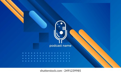 PODCAST GRADIENT BLUE BACKGROUND COLORFUL WITH GEOMETRIC SHAPES COLOR SIMPLE TEMPLATE DESIGN VECTOR. GOOD FOR COVER DESIGN, BANNER, WEB,SOCIAL MEDIA