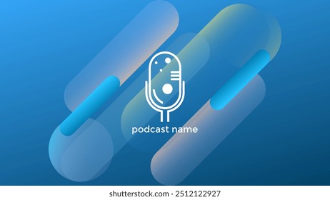 FONDO AZUL DEGRADADO DE PODCAST COLORIDO CON FORMAS GEOMÉTRICAS COLOR VECTOR DE DISEÑO DE PLANTILLA SIMPLE. BUENO PARA EL DISEÑO DE PORTADAS, ANUNCIO, WEB, REDES SOCIALES