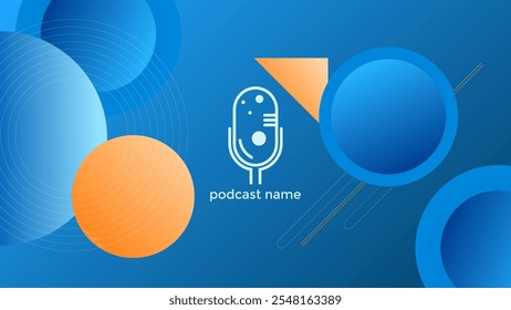 PODCAST GRADIENT BLUE BACKGROUND COLORFUL WITH CIRCLE GEOMETRIC SHAPES COLOR SIMPLE TEMPLATE DESIGN VECTOR. GOOD FOR COVER DESIGN, BANNER, WEB,SOCIAL MEDIA