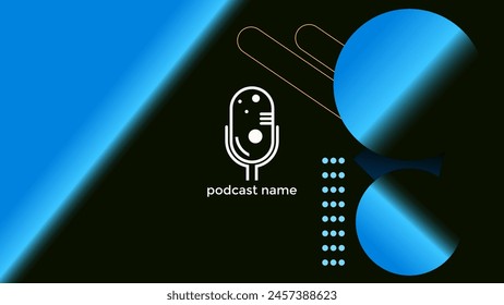 PODCAST GRADIENT BLUE BLACK BACKGROUND COLORFUL WITH GEOMETRIC SHAPES COLOR SIMPLE TEMPLATE DESIGN VECTOR. GOOD FOR COVER DESIGN, BANNER, WEB,SOCIAL MEDIA