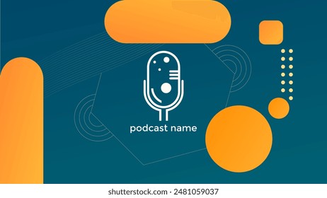 PODCAST GRADIENT BLUE ORANGE BACKGROUND COLORFUL WITH GEOMETRIC SHAPES COLOR SIMPLE TEMPLATE DESIGN VECTOR. GOOD FOR COVER DESIGN, BANNER, WEB,SOCIAL MEDIA
