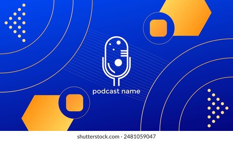 PODCAST DEGRADADO AZUL NARANJA FONDO COLORIDO CON FORMAS GEOMÉTRICAS COLOR PLANTILLA SIMPLE DISEÑO VECTOR. BUENO PARA EL DISEÑO DE LA CUBIERTA, ANUNCIO, WEB, MEDIOS SOCIALES