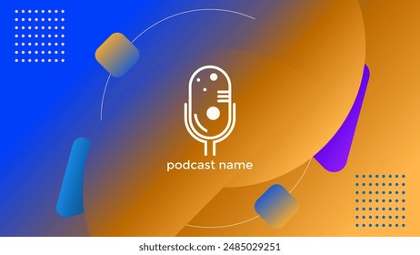 PODCAST DEGRADADO AZUL NARANJA FONDO COLORIDO CON FORMAS GEOMÉTRICAS COLOR PLANTILLA SIMPLE DISEÑO VECTOR. BUENO PARA EL DISEÑO DE LA CUBIERTA, ANUNCIO, WEB, MEDIOS SOCIALES