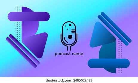 PODCAST GRADIENT BLUE PURPLE BACKGROUND COLORFUL WITH GEOMETRIC SHAPES COLOR SIMPLE TEMPLATE DESIGN VECTOR. GOOD FOR COVER DESIGN, BANNER, WEB,SOCIAL MEDIA