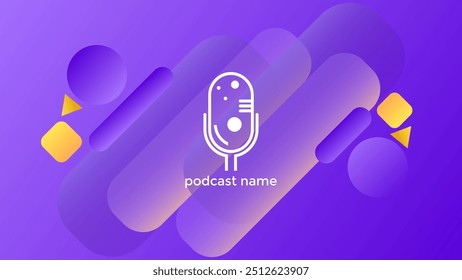 FONDO PÚRPURA AZUL DEGRADADO DE PODCAST COLORIDO CON FORMAS GEOMÉTRICAS COLOR VECTOR DE DISEÑO DE PLANTILLA SIMPLE. BUENO PARA EL DISEÑO DE PORTADAS, ANUNCIO, WEB, REDES SOCIALES