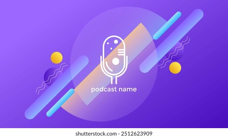 PODCAST GRADIENT BLUE PURPLE BACKGROUND COLORFUL WITH GEOMETRIC SHAPES COLOR SIMPLE TEMPLATE DESIGN VECTOR. GOOD FOR COVER DESIGN, BANNER, WEB,SOCIAL MEDIA