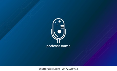 PODCAST GRADIENT BLUE PURPLE COLORFUL BACKGROUND SIMPLE TEMPLATE DESIGN VECTOR. GOOD FOR COVER DESIGN, BANNER, WEB,SOCIAL MEDIA