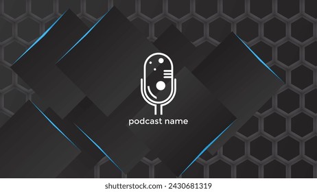 PODCAST GRADIENT DARK BACKGROUND COLORFUL WITH GEOMETRIC SHAPES BLUE COLOR SIMPLE TEMPLATE DESIGN VECTOR. GOOD FOR COVER DESIGN, BANNER, WEB,SOCIAL MEDIA