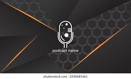 PODCAST GRADIENT DARK BACKGROUND COLORFUL WITH GEOMETRIC SHAPES ORANGE COLOR SIMPLE TEMPLATE DESIGN VECTOR. GOOD FOR COVER DESIGN, BANNER, WEB,SOCIAL MEDIA