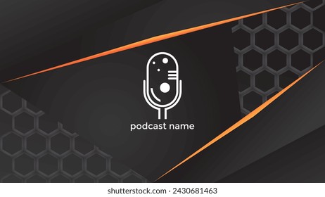 PODCAST DEGRADADO FONDO OSCURO COLORIDO CON FORMAS GEOMÉTRICAS COLOR NARANJA PLANTILLA SIMPLE DISEÑO VECTOR. BUENO PARA EL DISEÑO DE LA CUBIERTA, BANNER, WEB, MEDIOS SOCIALES