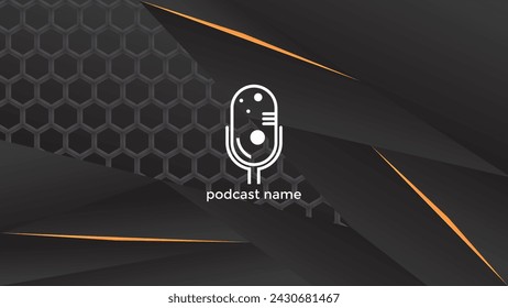 PODCAST VERLAUF DUNKLER HINTERGRUND BUNT MIT GEOMETRISCHEN FORMEN ORANGE FARBE EINFACHE VORLAGE DESIGN VEKTOR. GUT FÜR COVER-DESIGN, BANNER, WEB, SOCIAL MEDIA