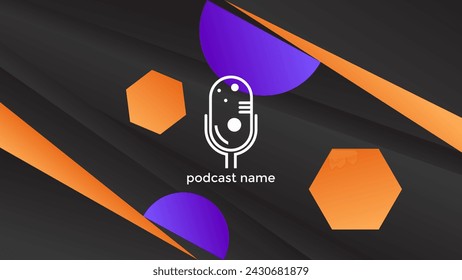 PODCAST GRADIENT DARK BACKGROUND COLORFUL WITH GEOMETRIC SHAPES ORANGE PURPLE COLOR SIMPLE TEMPLATE DESIGN VECTOR. GOOD FOR COVER DESIGN, BANNER, WEB,SOCIAL MEDIA