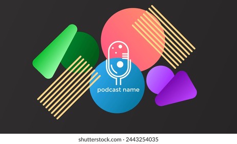 PODCAST GRADIENT DARK BACKGROUND COLORFUL WITH GEOMETRIC SHAPES COLOR SIMPLE TEMPLATE DESIGN VECTOR. GOOD FOR COVER DESIGN, BANNER, WEB,SOCIAL MEDIA