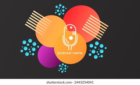 PODCAST GRADIENT DARK BACKGROUND COLORFUL WITH GEOMETRIC SHAPES COLOR SIMPLE TEMPLATE DESIGN VECTOR. GOOD FOR COVER DESIGN, BANNER, WEB,SOCIAL MEDIA
