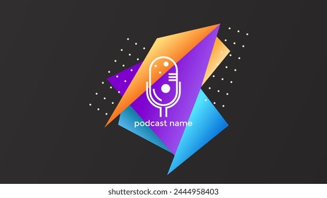 PODCAST DEGRADADO FONDO OSCURO COLORIDO CON FORMAS GEOMÉTRICAS COLOR VECTOR DE DISEÑO DE PLANTILLA SIMPLE. BUENO PARA EL DISEÑO DE LA CUBIERTA, ANUNCIO, WEB, MEDIOS SOCIALES
