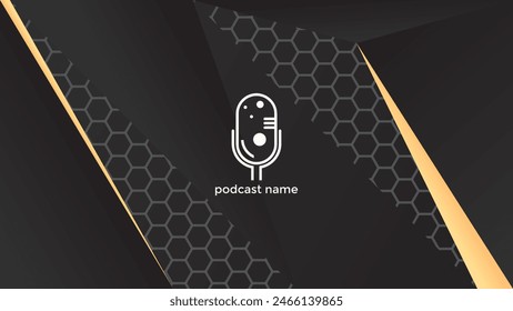 PODCAST GRADIENTE FONDO OSCURO CON FORMAS GEOMÉTRICAS COLOR NARANJA VECTOR DE DISEÑO DE PLANTILLA SIMPLE. BUENO PARA EL DISEÑO DE LA CUBIERTA, ANUNCIO, WEB, MEDIOS SOCIALES