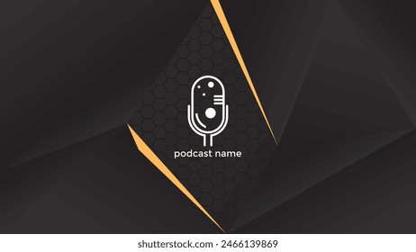 PODCAST GRADIENTE FONDO OSCURO CON FORMAS GEOMÉTRICAS COLOR NARANJA VECTOR DE DISEÑO DE PLANTILLA SIMPLE. BUENO PARA EL DISEÑO DE LA CUBIERTA, ANUNCIO, WEB, MEDIOS SOCIALES