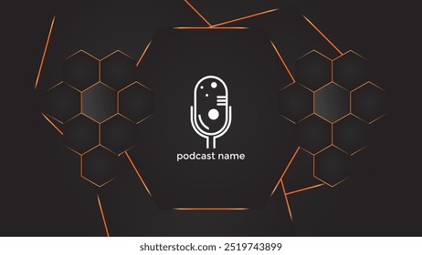 PODCAST GRADIENT DARK BACKGROUND WITH HEXAGON GEOMETRIC SHAPES COLOR SIMPLE TEMPLATE DESIGN VECTOR. GOOD FOR COVER DESIGN, BANNER, WEB,SOCIAL MEDIA