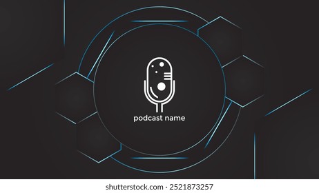 PODCAST GRADIENT DARK BACKGROUND WITH HEXAGON GEOMETRIC SHAPES COLOR SIMPLE TEMPLATE DESIGN VECTOR. GOOD FOR COVER DESIGN, BANNER, WEB,SOCIAL MEDIA