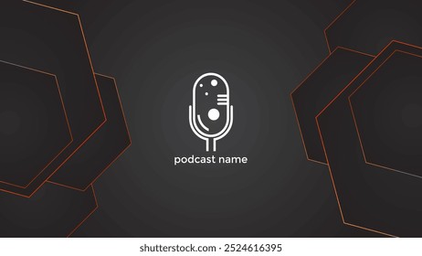 PODCAST GRADIENT DARK BACKGROUND WITH HEXAGON GEOMETRIC SHAPES COLOR SIMPLE TEMPLATE DESIGN VECTOR. GOOD FOR COVER DESIGN, BANNER, WEB,SOCIAL MEDIA