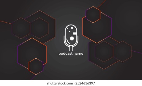 PODCAST GRADIENT DARK BACKGROUND WITH HEXAGON GEOMETRIC SHAPES COLOR SIMPLE TEMPLATE DESIGN VECTOR. GOOD FOR COVER DESIGN, BANNER, WEB,SOCIAL MEDIA